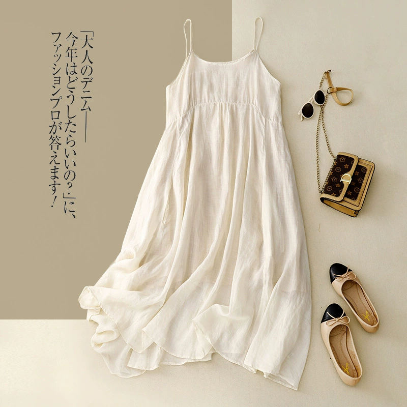 Летняя девушка ленивая белая рома юбка майка юбка нижняя юбка юбка свободная хлопчатобумажная льняная платье