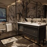 Французский средневековый стиль, шкаф для ванной комнаты, шкаф для умывальника, комбинированная ванная комната, туалет, керамический встроенный умывальник, новый стиль 2025 года