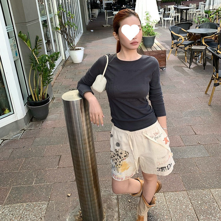 [Ms 6/17 New Product] Cute Pet Club Dalmatian Graffiti Tencel Linen Shorts