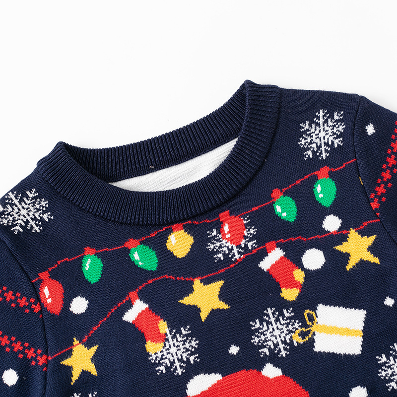 国境を越えた新しいヨーロッパとアメリカの秋と冬の子供用クリスマスラウンドネックセーター、男の子と女の子用、ファッショナブルなボトムプルオーバーセーター|undefined
