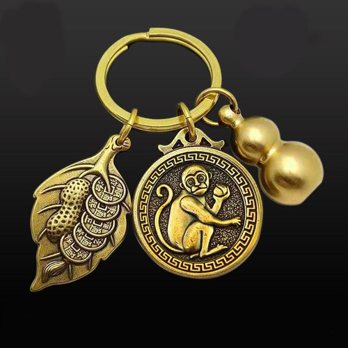Pure Copper Gourd Twelve Zodiac Keychains Make Money Overnight Accessories Car Pendants Travel Accessories Live Broadcast Hot Selling
