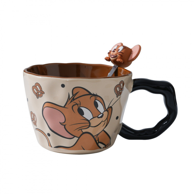 Gato y ratón tazas de oficina tazas de agua tazas de café tazas de desayuno tazas de cumpleaños caseras tazas de cerámica de orejas grandes