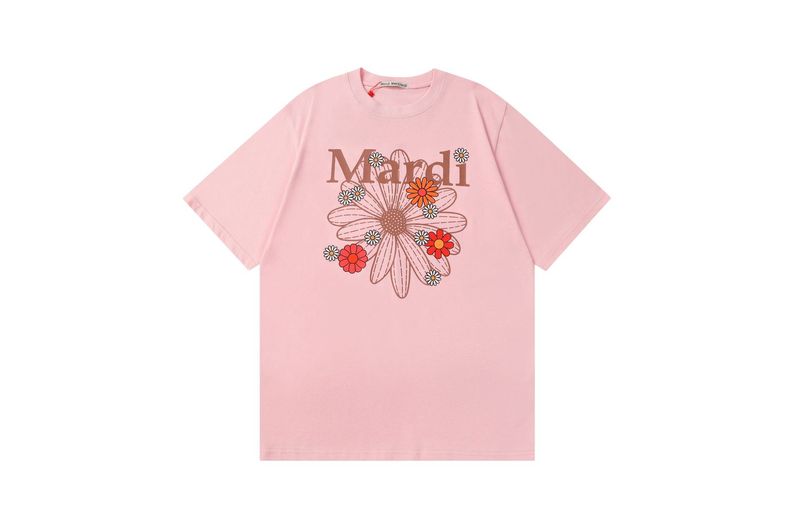高品質韓国マルディデイジー花柄ルーズラウンドネック半袖Tシャツ男性と女性のためのカジュアルコットントップ|undefined