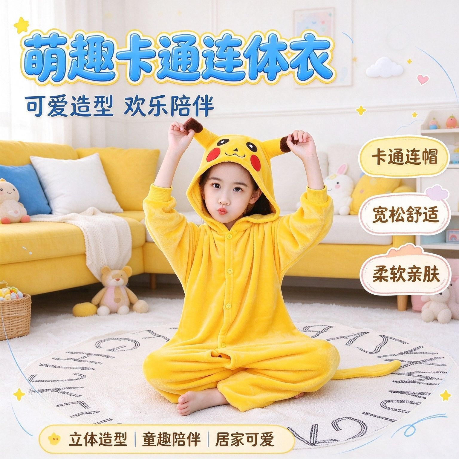 Autumn and winter cartoon one-piece pajamas children's toilet leather embarrassing flannel performance pajamas leisure home batch generation