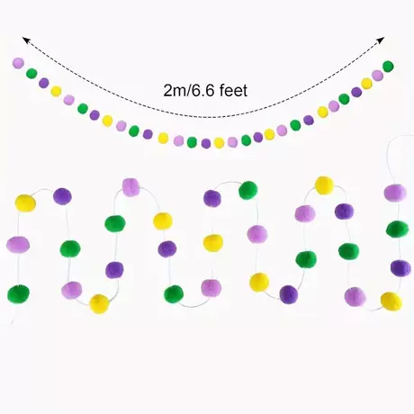 Hair ball string: purple, green, dark purple and yellow