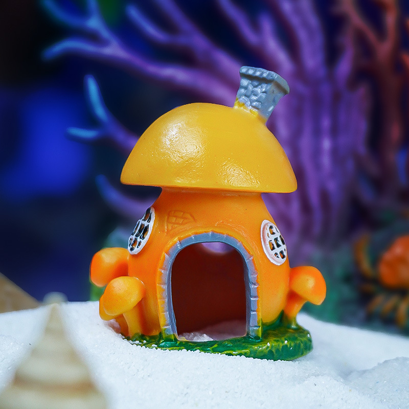 Mini concha casa de hongos para evitar la casa, decoración de la pecera, decoración del acuario, artesanía de resina, escondite de peces y camarones
