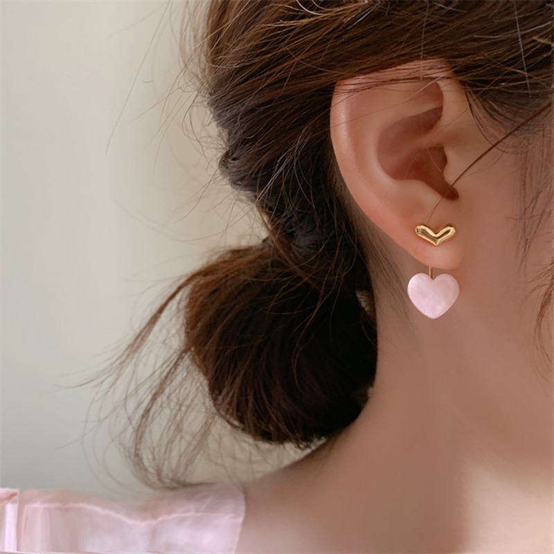 1 Pair Sweet Heart Shape Plating Copper Ear Studs display picture 2