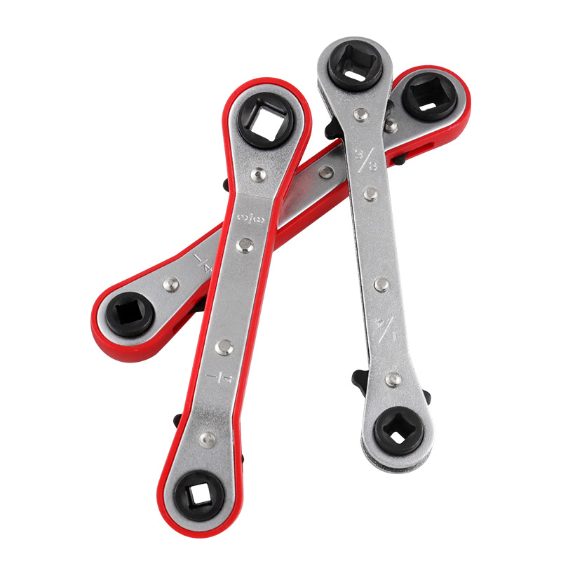 Llave de trinquete cuadrada de doble cabeza válvula de aire acondicionado llave rápida llave de almacenamiento en frío llave de mantenimiento de equipos de refrigeración