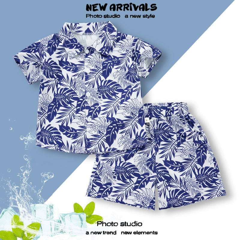 2025 новая детская рубашка модный бренд короткий рукав костюм мужская и женская версия летний легкий люкс