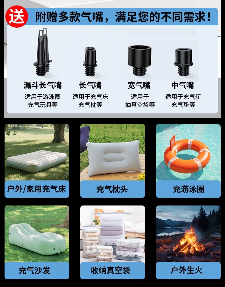 Multifunctional Car Emergency Jump Starter, Air Pump, Blower, Air Extractor, Battery Booster, and Ignition Tool