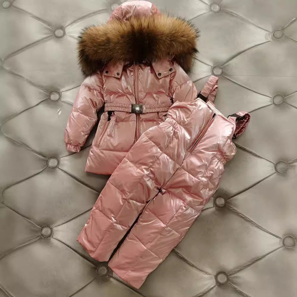 Otroška oblačila, otroške puhovke, otroški kompleti puhovk, krzneni ovratnik, topel dvodelni komplet_voghion.com