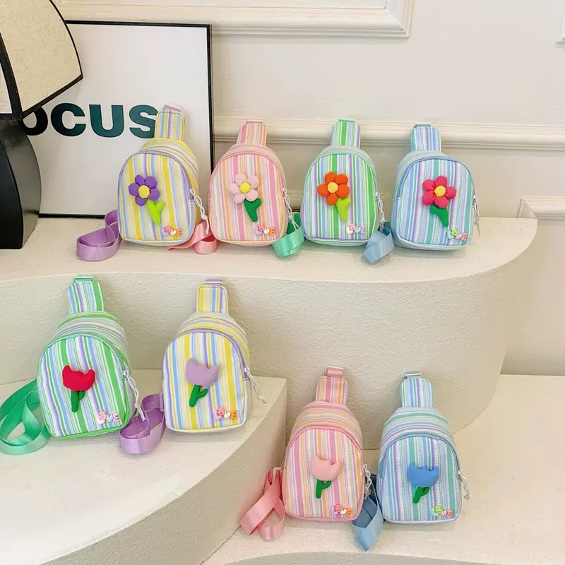 新款郁金香儿童包户外斜挎包可爱腰包卡通幼儿园胸包小学生零钱包