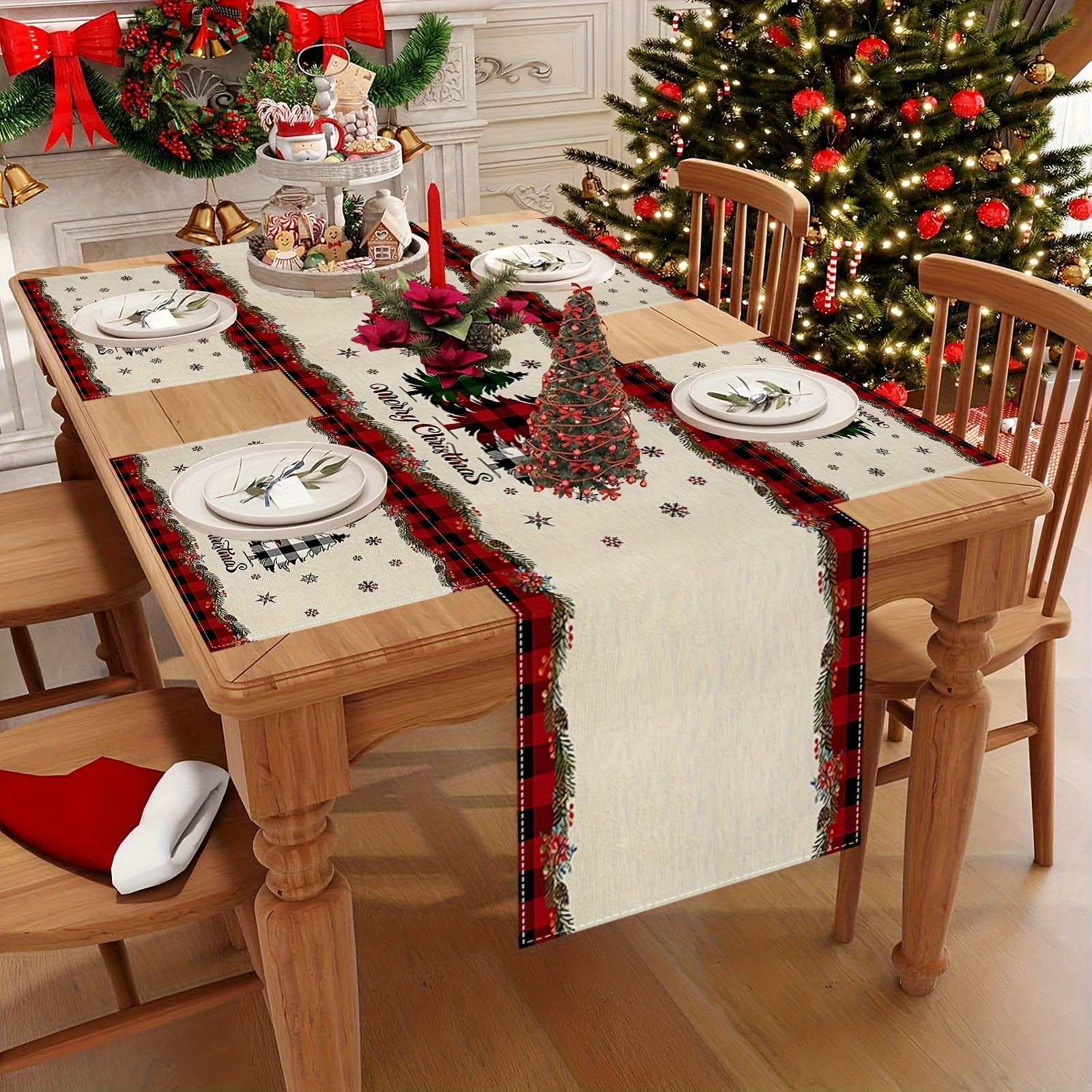 Nuevo conjunto de toallas de mesa transfronterizas de Navidad decoración de mesa Bandera de mesa Bandera de mesa Amazon 2026