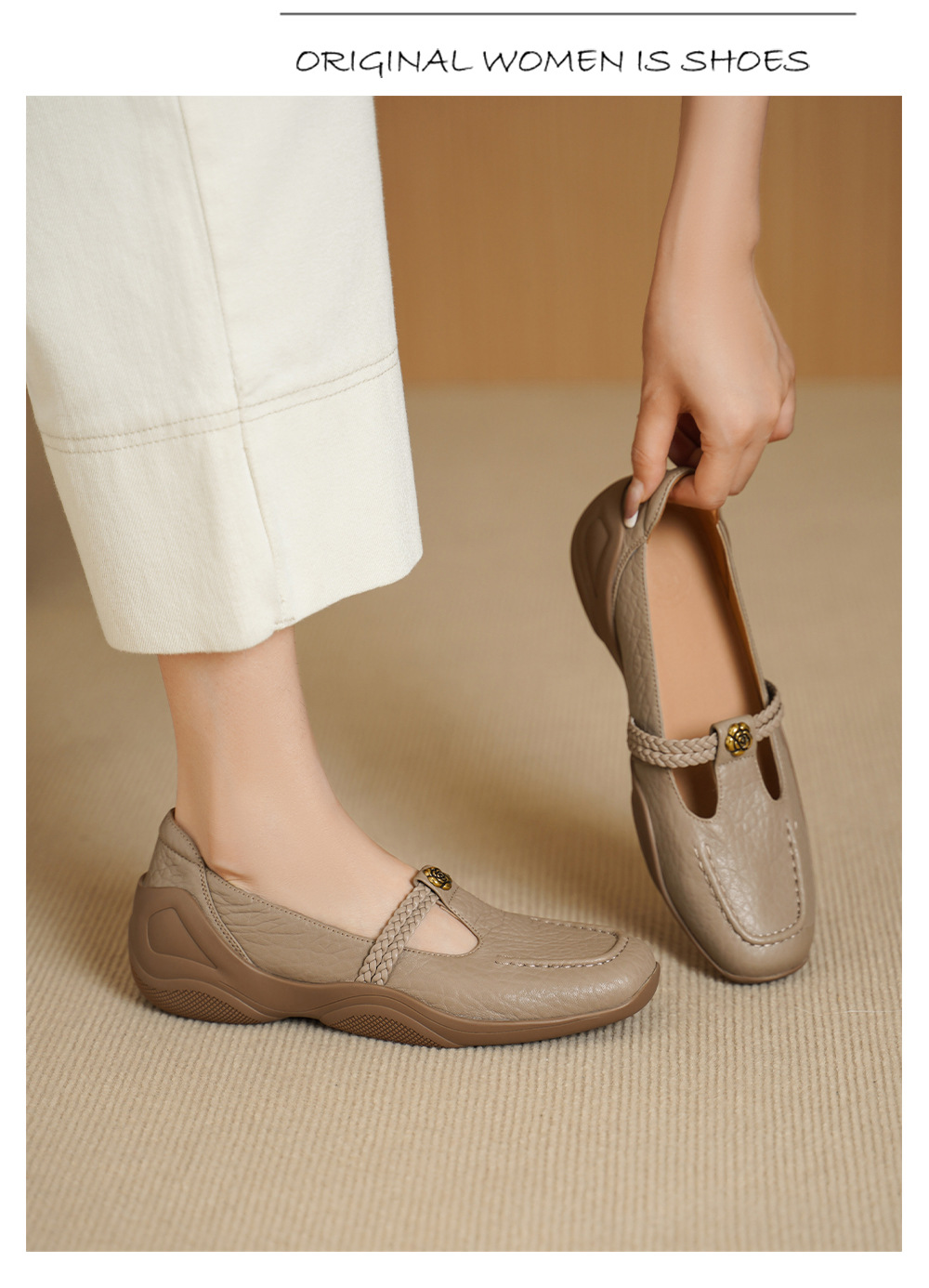 Giày Mary Jane nữ da cừu mềm đế xuồng gót thấp quai ngang — đen chi tiết 6