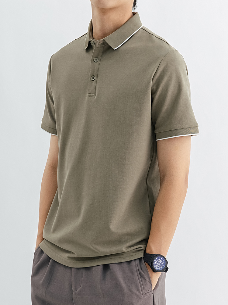 Polo de alta gama para hombres, lujo ligero, sentido de alta gama, solapa simple para hombres Paul, camiseta de manga corta para hombres, hombres