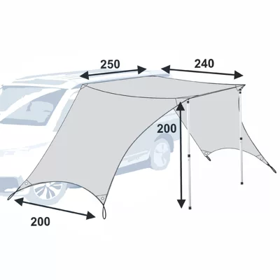 Car Side Awning Rv Sunshade Tent Camping Trunk Side Extension Outdoor Camping Canopy (Avtomobil yan çətirləri) - double-sided-rv-canopy-240250200