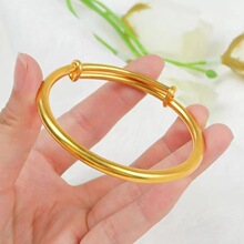 沙金饰品满天星手镯轻奢高级感龙凤推拉手环仿真金镯子不掉色手饰