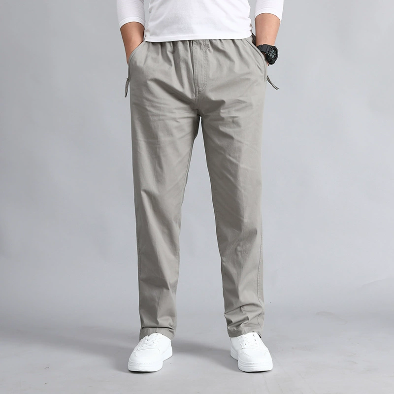 Трансграничная Внешняя торговля, весна, новые мужские повседневные брюки больших размеров, хлопковые комбинезоны, повседневные однотонные брюки среднего возраста, мужские