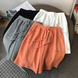 代发高腰五分外穿跑步运动短裤女夏宽松直筒休闲阔腿裤ins潮批发