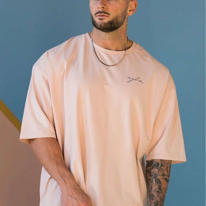 YOUNGLA Men's Oversized T-Shirt Muscle Sports Fitness Cotton Round Neck Short Sleeve Gym Running Basketball Training