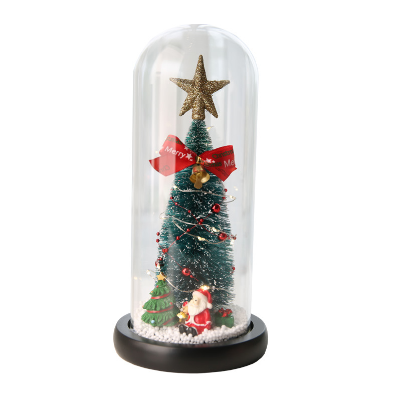 Decoración navideña creativa con luz LED para árbol de Navidad, cubierta de vidrio, adorno de regalo navideño