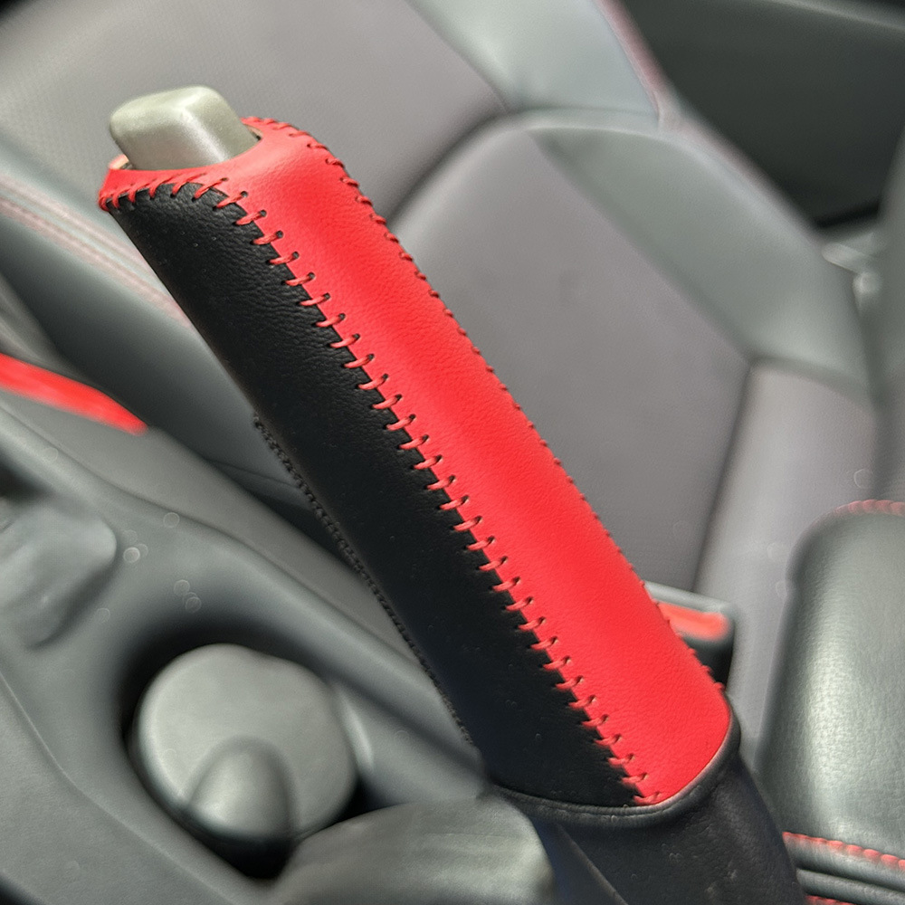 Cross-Border Universal Car Gear Shift Lever Handbrake Leather Hand-Stitched Brake Lever Decorative Protective Cover Gear Shift
