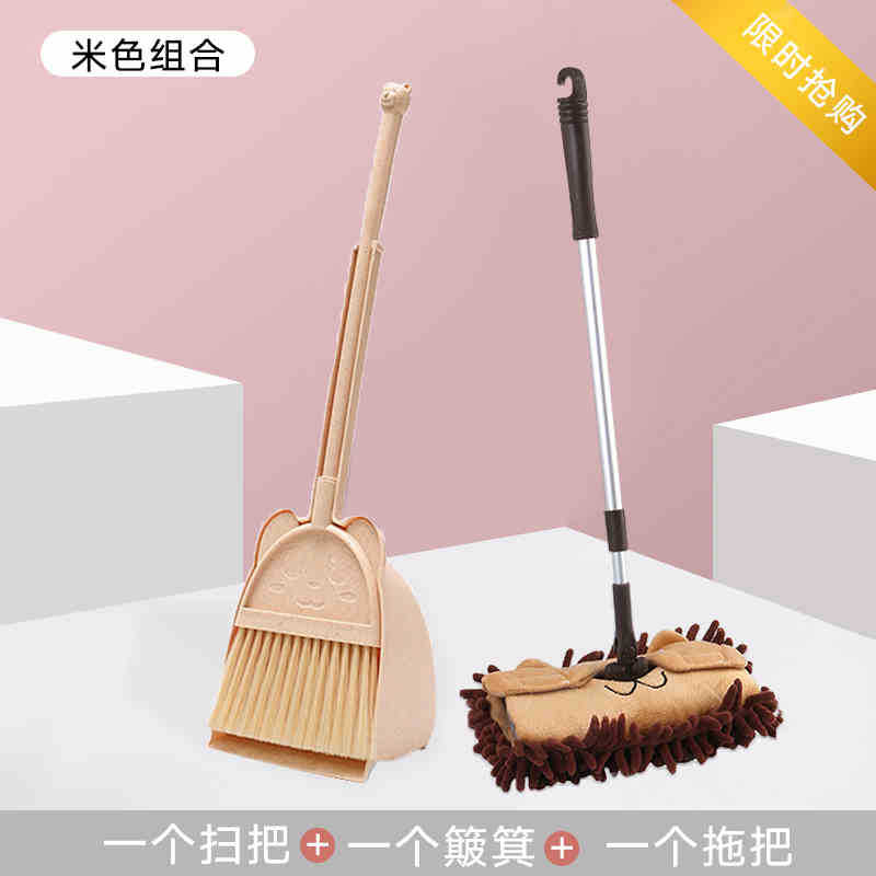 Los niños juegan a las casitas escoba de plástico Mini pequeña escoba recogedor cepillo de aprendizaje escoba herramienta Escoba de pelo suave combinación