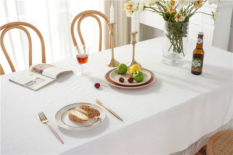 Romantic Solid Colour Washed Cotton Lace Tablecloth For Dining_voghion.com