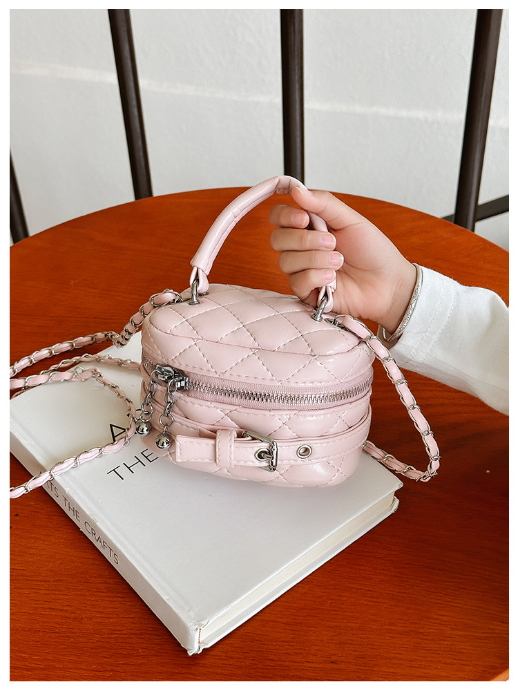 175g Weight Sewing Thread Fashion Element Zipper Closure Type Single Shoulder Strap Strap Type Shoulder Bag Bags Type Daily, Shopping Occasion pu Material Lingge Pattern All Seasons Season Girl'S Gender Basic Style Square Shape Girl'S Pu Lingge Basic Sewing Thread Square Zipper Shoulder Bag 8