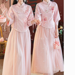 新款礼服秋冬中国风伴娘团姐妹裙婚礼伴娘服长款中式姊妹2025显瘦