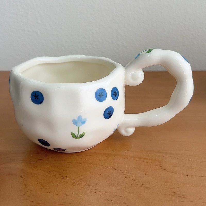 Irregular Mark Cup Korean INS Creative Creative Creative High -value Ceramic Milk Cup Breakfast Water Cup Office Cup