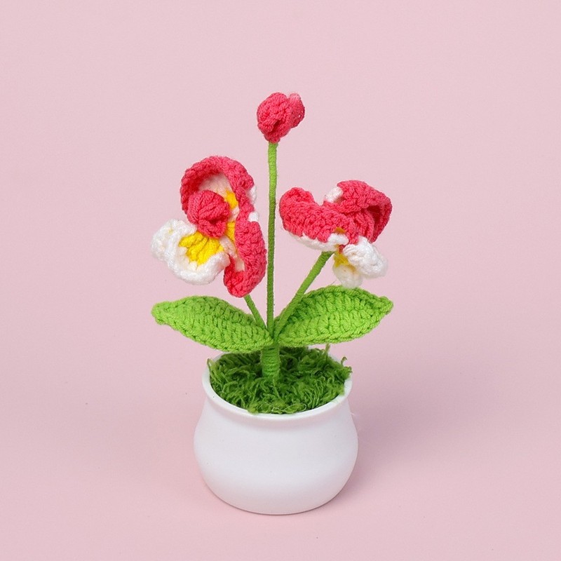 完成したウールひまわり鉢植えスズラン造花チューリップデスクトップ装飾品バレンタインデー教師クラスメートギフト|undefined