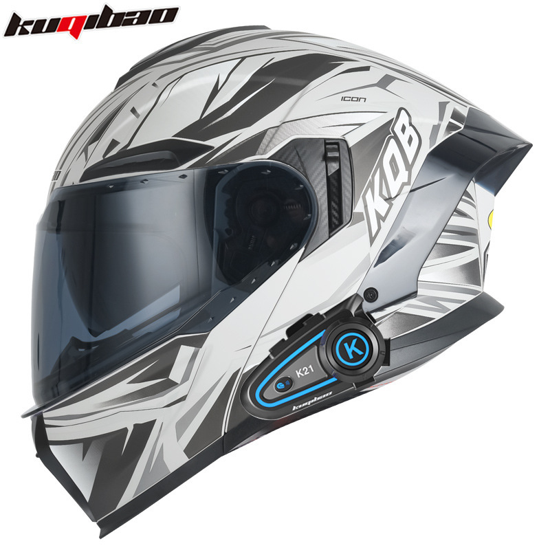 Cool riding Baby double lens motorcycle helmet exposure helmet electric motorcycle Bluetooth helmet endurance 3C certified full helmet