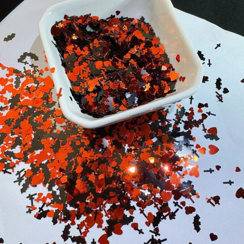 10g Diablo Love Cross Bat Red Black Nail Art Sequins Wholesale Halloween Nail Flash Decoration Cross Border