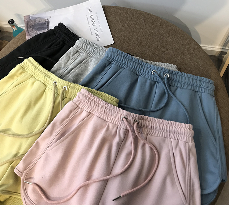 Summer cec latest casual solid color sports shorts women's Korean style ins trendy high waist slimming loose wide leg hot pants