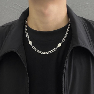 Jackson Wang Style Titanium Steel Necklace for Men, Niche Design Trendy Hip-Hop High-End Clavicle Chain Versatile Accessory for Women