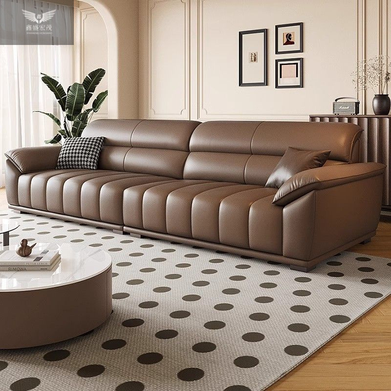 Sofá de cuero italiano de tamaño de casa simple sala de estar moderna simple teclas de piano recto nuevo sofá