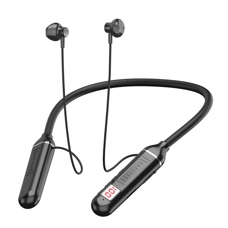 Bluetooth earphones, neck mounted, with digital display, ultra long battery life, wireless mobile phones, sports game_voghion.com