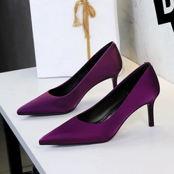 8358-A slim heel high-heeled shoes for women, light mouth silk versatile, minimalist professional work shoes, stylish pointed single shoes