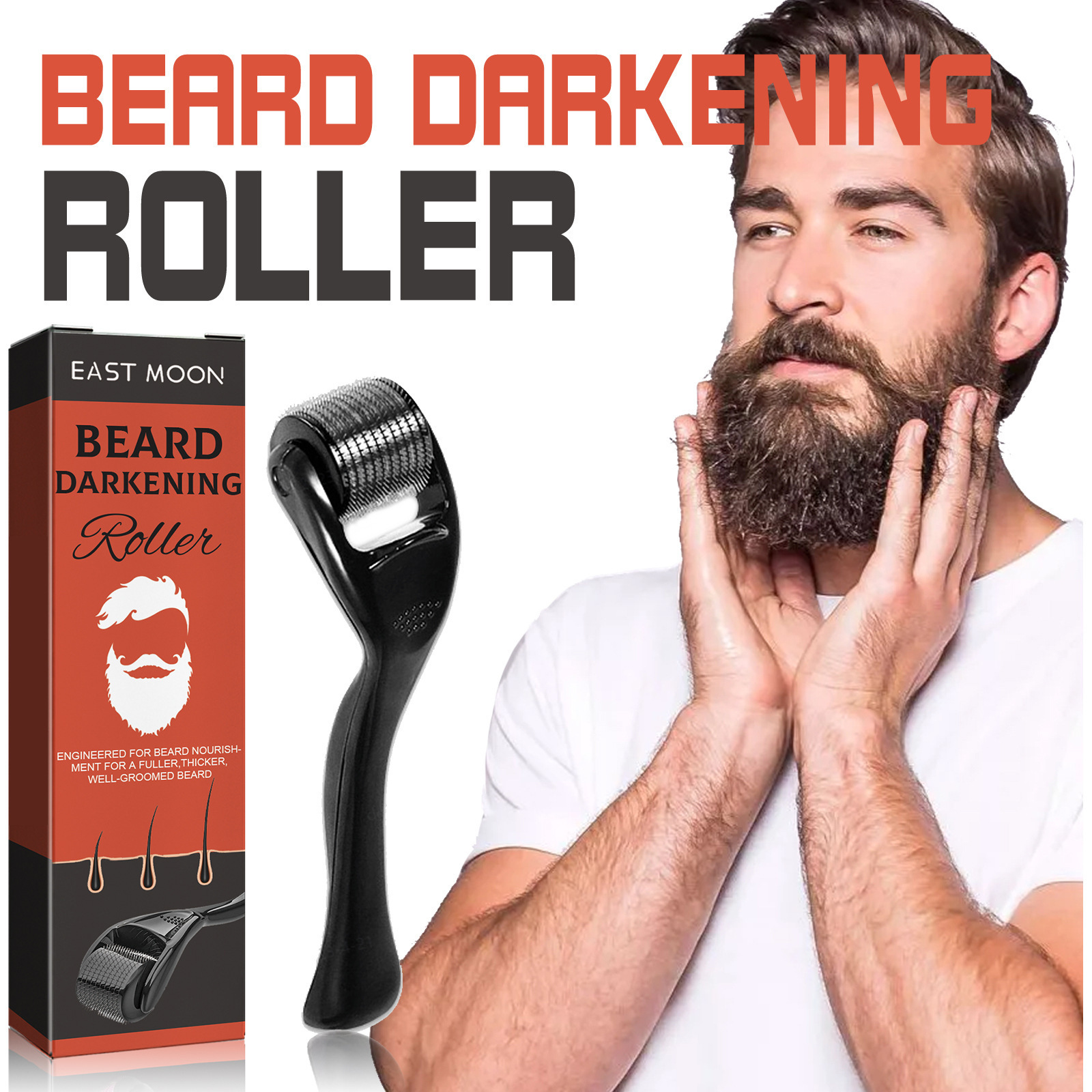 East Moon Beard Care Roller Beard Root Moisturizing Softening Men's Nourishing Beard Comb