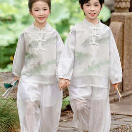 小学生中国风长袖汉服班服兄妹装幼儿园中秋演出服诗歌朗诵毕业服