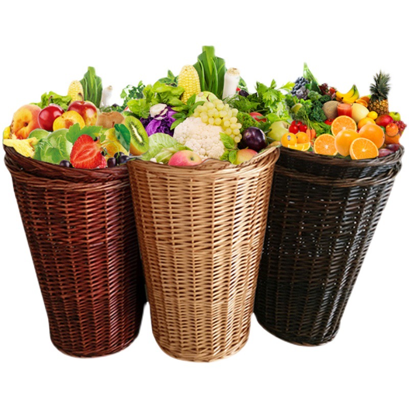Cestas de frutas de sauce, caña y bambú, supermercado, cestas colgantes de frutas y verduras, bambú trenzado, cestas de almacenamiento de caña, estantes al por mayor