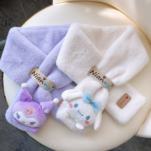 Winter Children Fleece Scarf for Boys and Girls, Thick Windproof and Warm Baby Neck Gaiter, Cartoon Simple and Cute Neck Cover