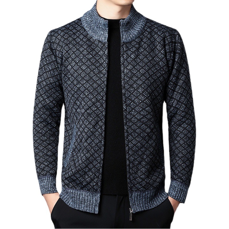 Rebeca transfronteriza medio suéter de cuello alto forrado de lana gruesa abrigo cálido otoño e invierno Nuevo suéter chaqueta de los hombres