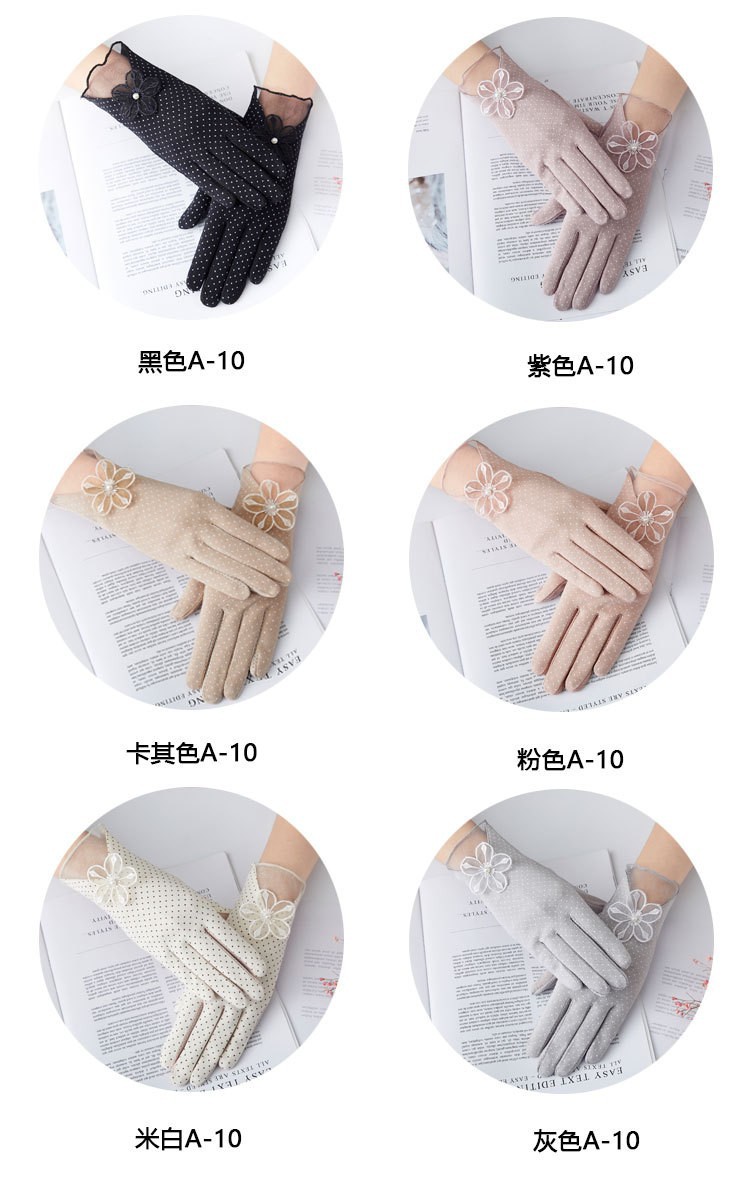 Guantes de protección solar para mujer nueva primavera y verano conducción estilo coreano encaje arco montar antideslizante guantes de pantalla táctil delgada