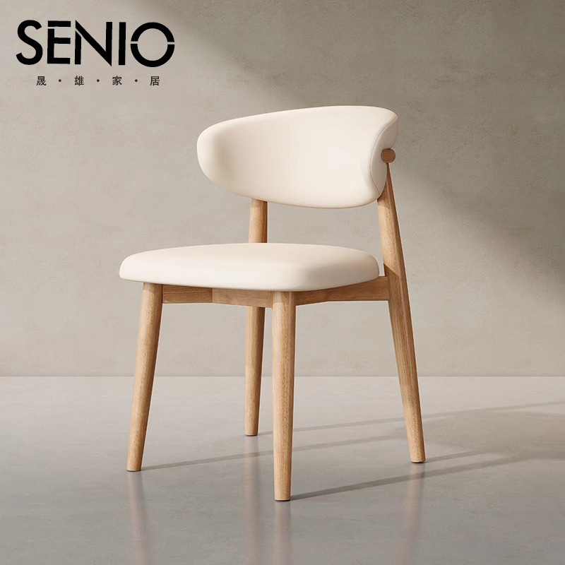 Solid wood dining chairs for home Nordic log stools with backrests…