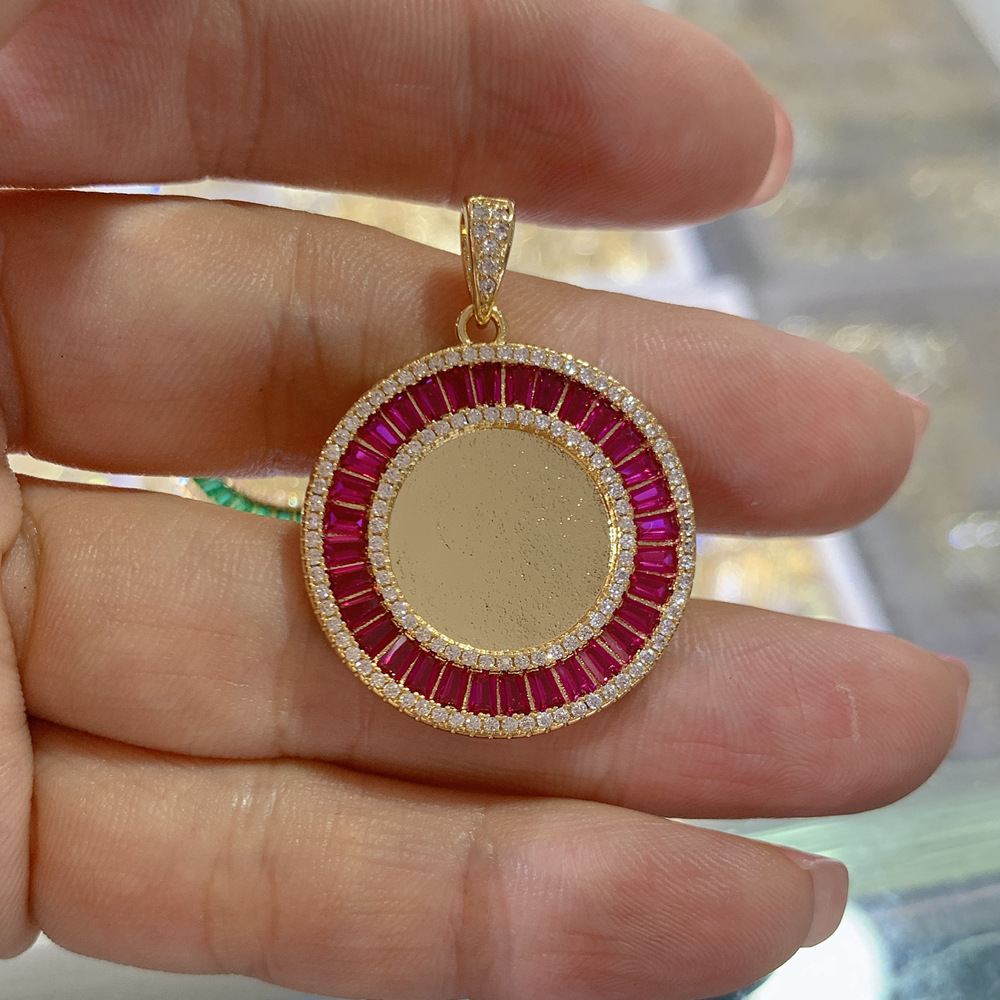 15g Weight Zircon Inlay Material Charms Classification 1 Piece Quantity Shell, Copper Material Round Pattern Plating, Inlay Design Retro, Roman Style Style 1 Piece Shell Copper Zircon Round 8