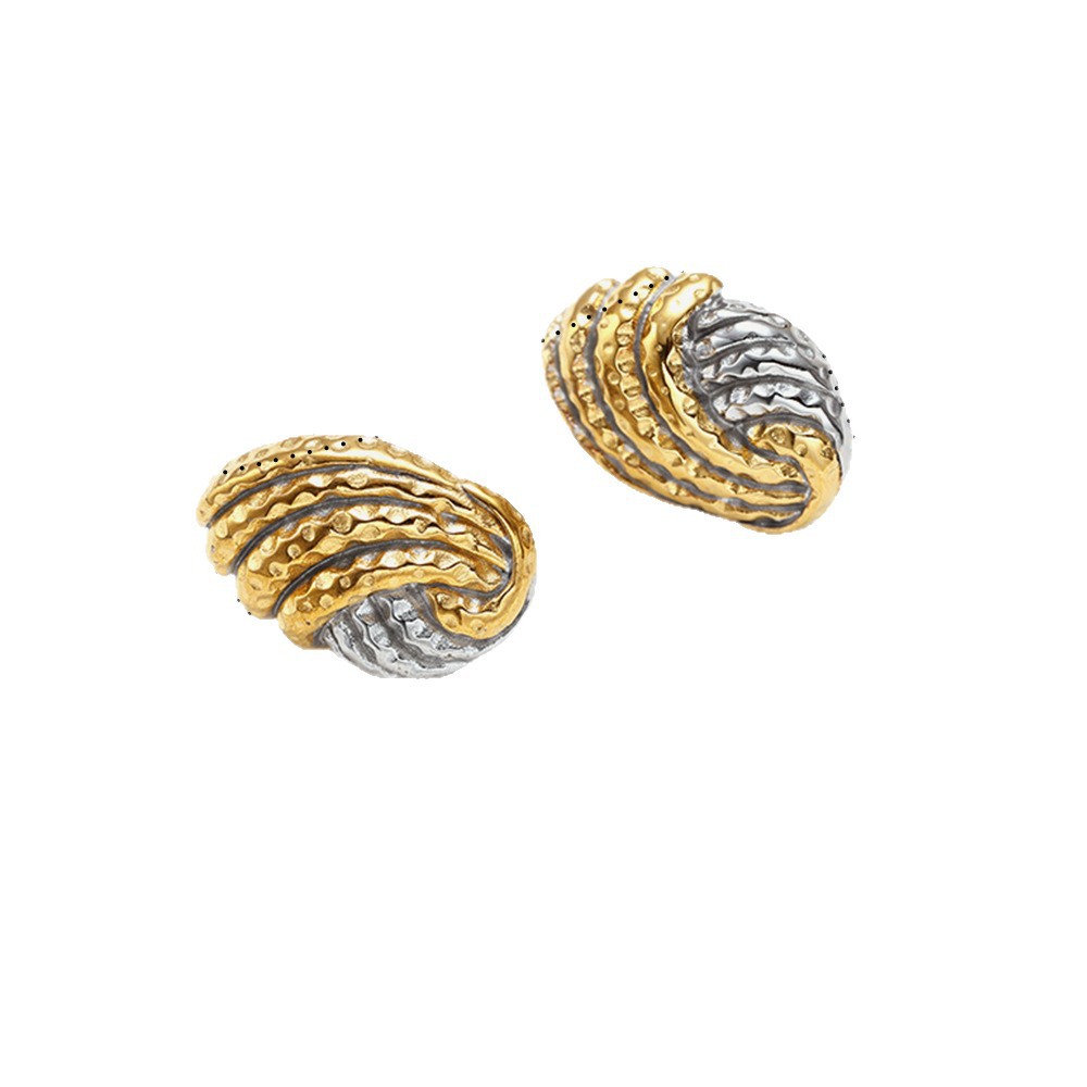 Tina Europa y América personalidad transfronteriza bicolor geometría redonda de 18k aretes de acero inoxidable de alta calidad pernos de orejas minimalistas para mujeres