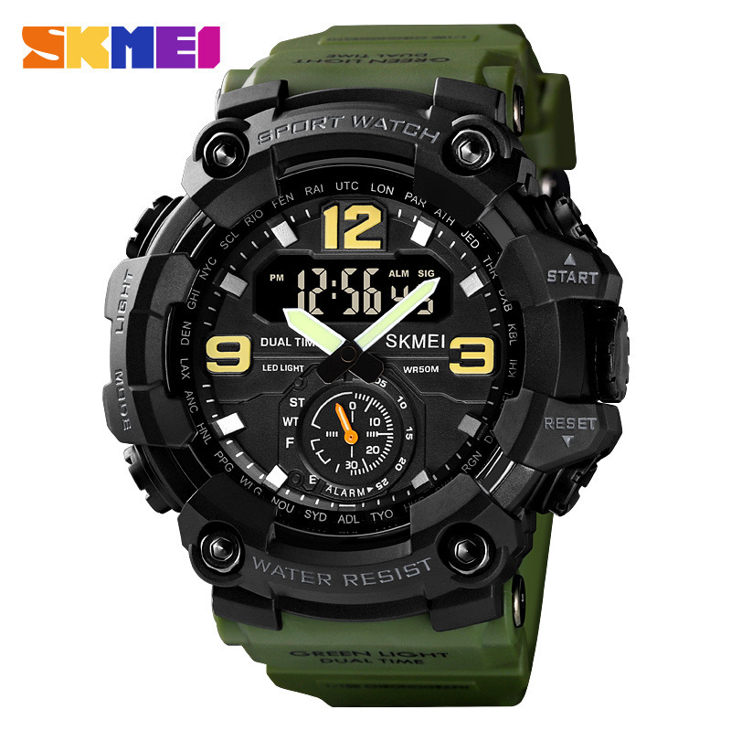 SKMEI reloj de deportes al aire libre para hombres geniales dial grande reloj electrónico impermeable multifuncional 1637