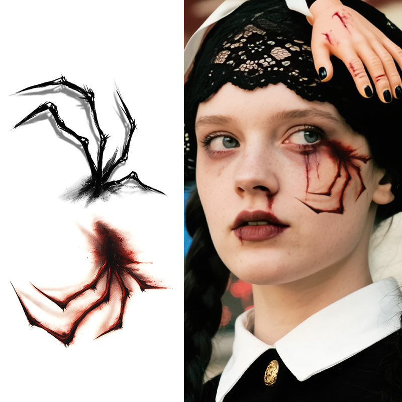Cross-Border Dark Two-Tone Claw Black and Red Claw Pattern Burst Gothic Tension Cool Niche Atmosphere Temporary Tattoo